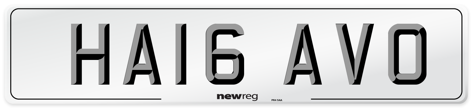 HA16 AVO Number Plate from New Reg